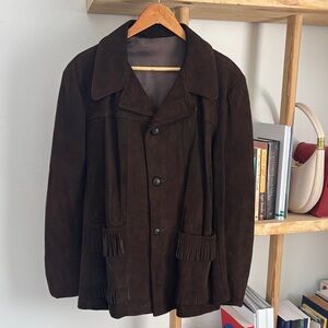 Brown Suede Jacket with Fringe Details
